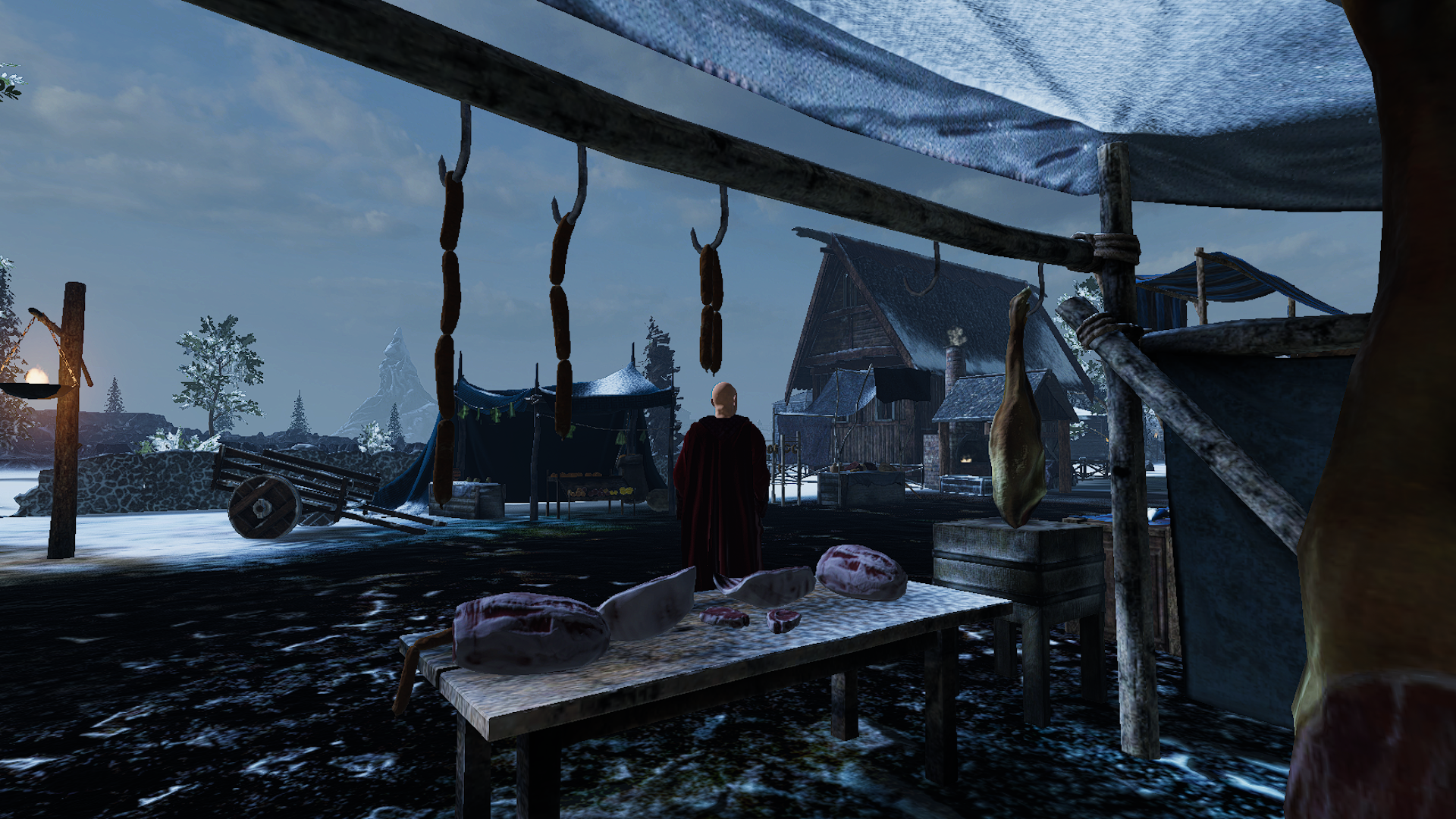 An avatar visits a frozen market in VulcanVerse, an MMORPG blockchain game